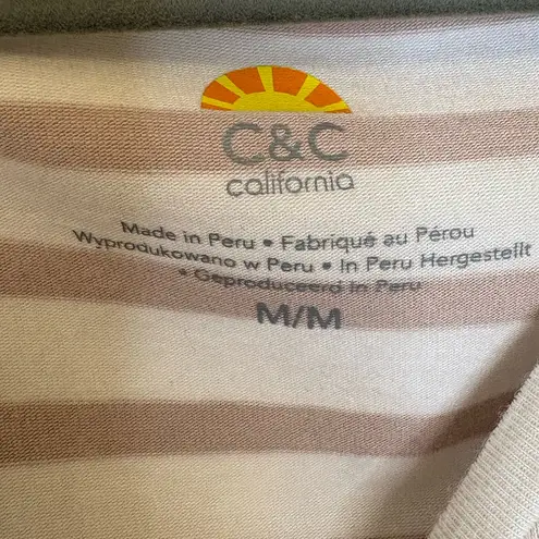 C&C California Dusty Rose White Stripe Tee M Pima Cotton Soft Casual Preppy