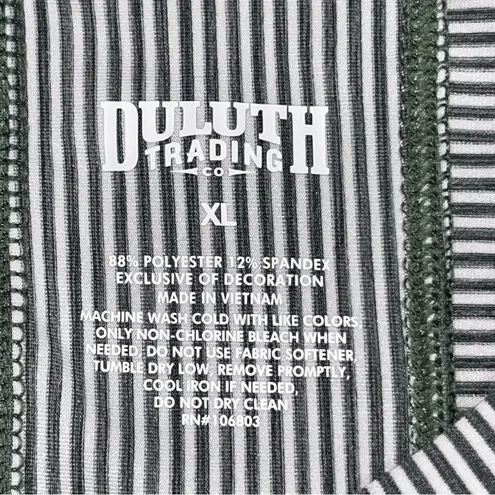 Duluth Trading Green & White Stripe Pier Genius UPF Short Sleeve Tee size XL