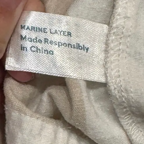 Marine layer Caroline Pant in Tan/White Stripe Wide Leg Flowy Hemp Size Small