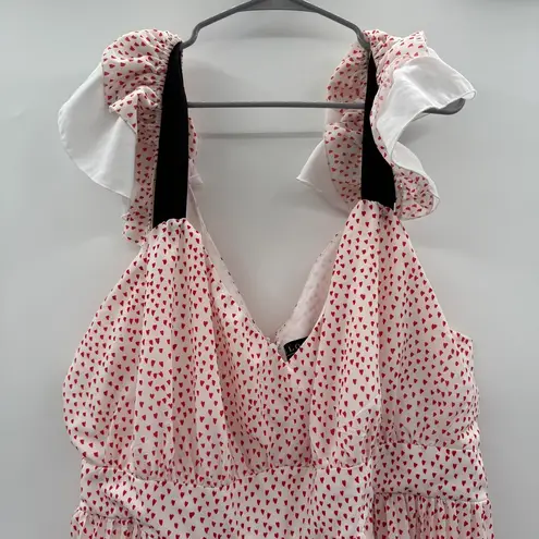 Eloquii RTR White & Red Valentine's Day Heart Print Off Shoulder Midi Dress 20