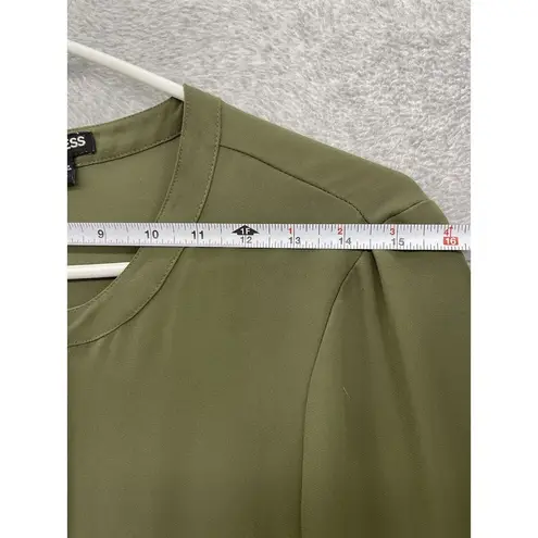 EXPRESS  Women's Blouse Solid Olive Green Size Small 1/2 Zip 3/4 sleeve