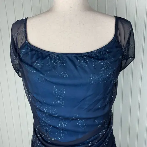 Taboo Vintage 90s Y2K Sparkly Mesh Dress Asymmetrical Hem Fairy Whimsigoth Midi