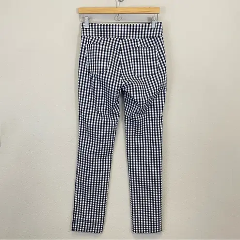 J. McLaughlin  Masie Gingham Plaid Slim Straight Leg‎ Pull On Pants Navy Size 4