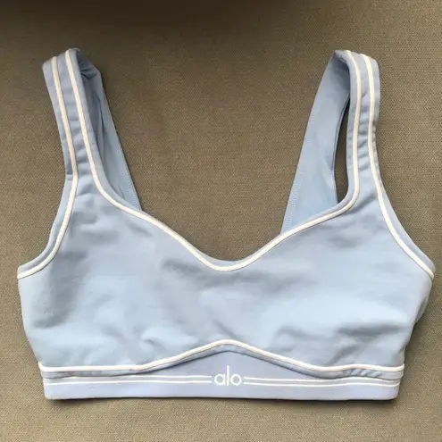 Alo Yoga Airbrush Heart Throb Bra White/Seashell Blue/White S