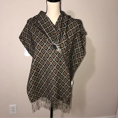 Francesco Biasia Zebra Wool Scarf Made in Italy Unisex Brown