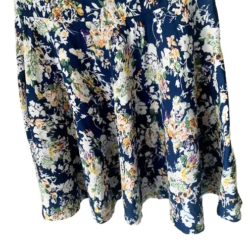 Blue white yellow floral fit & flare tunic or mini skater dress