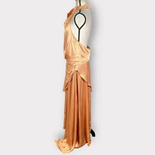 Elliatt Lambent Asymmetric Halter Dress Women's Large Camel Backless NWT