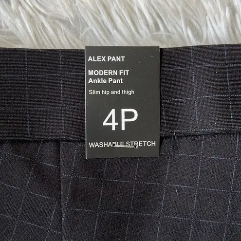 Amanda & Chelsea New Alex Windowpane Print Ankle Pants BLACK/BLUE size 4P