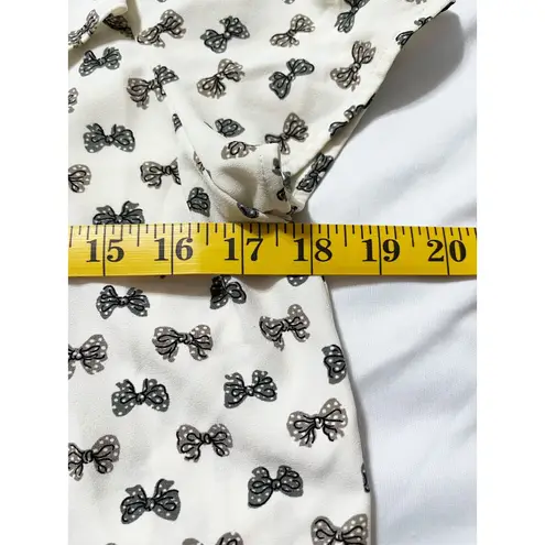 J. Crew Womens Size 6 Bow Print Short Sleeve Blouse Top Career Casual Office Black