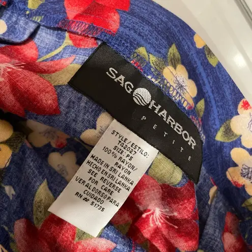 VTG NWT 90s Sag Harbor Cottagecore Purple Blue Floral Button