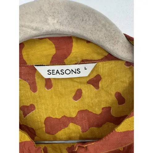 Seasons Retro Bohemian Tunic Women Large Orange Yellow Casual Funky