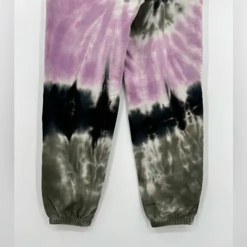 Electric & Rose Tie Dye Jogger Sweat Pants Drawstring Pockets Purple Green Small