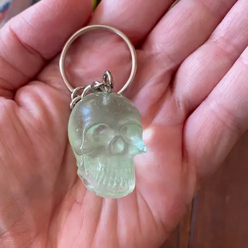 Handmade Resin Clear Light Green Skull 3” Keychain Gothic Backpack Bag Charm NEW