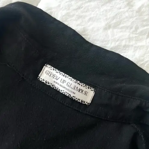 Giddy Up Glamour Black Button-Down Blouse