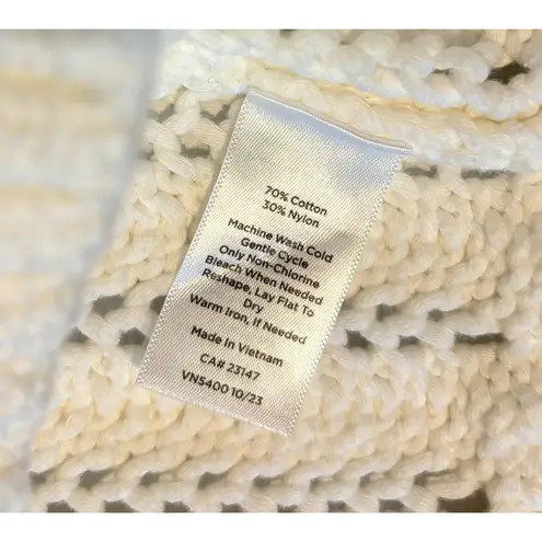 NWOT Haven Well Within Open Stitch Johnny Collar Sweater, White, Sz S White