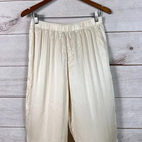 Eberjay Eberjey Womens Pants Sz M Cream High Rise Pajama Bottom Silk Satin Sleepwear