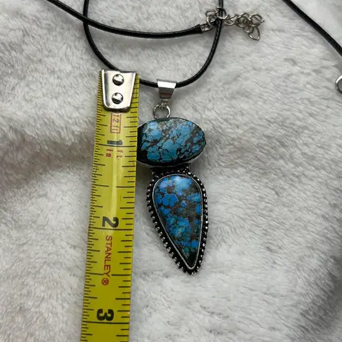 Turquoise Natural Gemstone 925 Silver Plated Gemstone Pendant Necklace Blue
