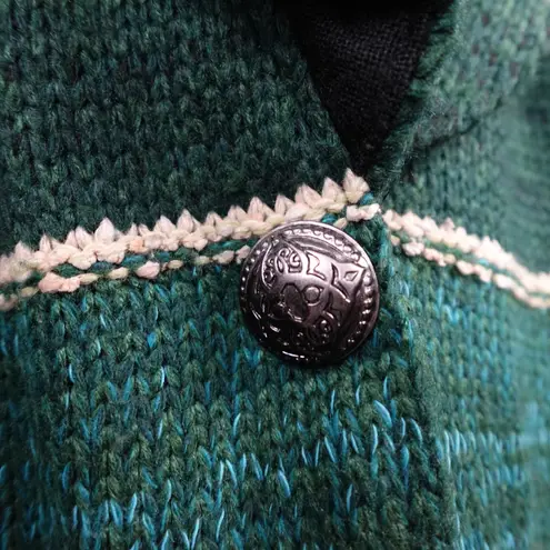 Vintage Oso Casuals Green Striped Knit Blazer Chunky Cardigan Grandpacore 2X