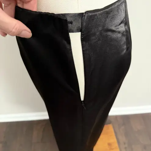 Coldwater Creek Pants Satin Silky Wide Leg Flat Front Party Cocktail Black