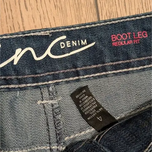 INC Jeans Womens 4 Boot Leg Bootcut Rhinestones Bling Pockets Regular Fit Blue