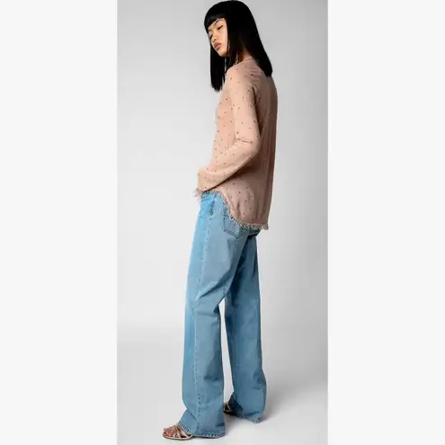 Zadig & Voltaire Riviera Rhinestone Cashmere Sweater Blush Size M