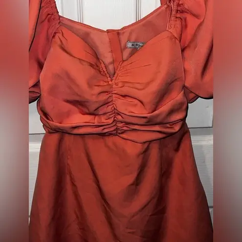 BCBGeneration  Coral Cut Out Puffy Sleeve Mini Dress Size 10 Party Cocktail Summe