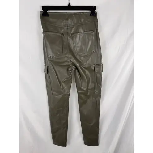 Tinseltown Faux Leather Olive Green Cargo Pants High Waist XS