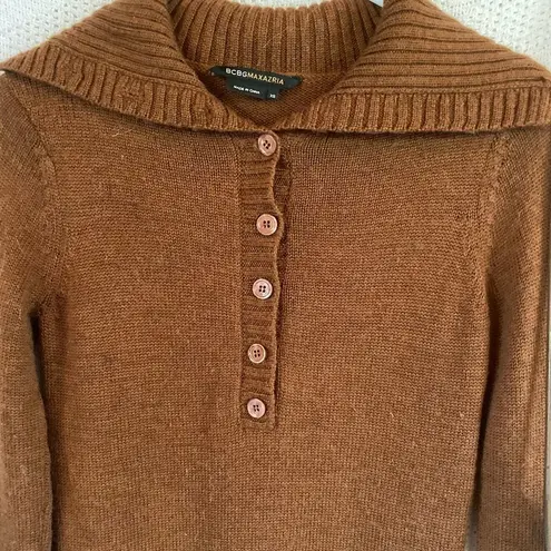 BCBGMAXAZRIA  Long Lambs Wool Sweater Brown