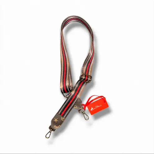 Montana West Adjustable Crossbody Strap – Red & Brown Stripe with Gold Hardware
