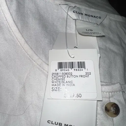 Club Monaco Cream Boxy Button Down Shirt Linen Blend NWT Size Large