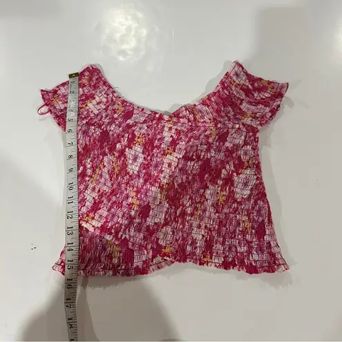 BB Dakota by Steve Madden Floral Compass Top in Bright Rose Size S Pink