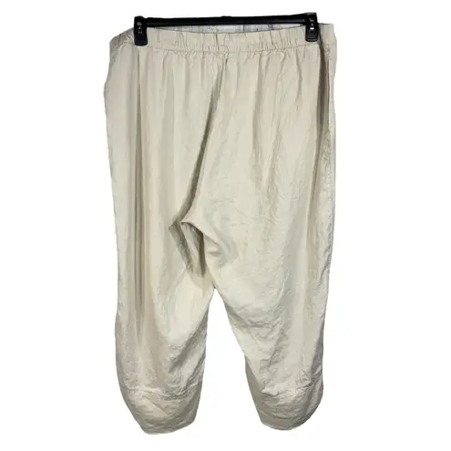 Soft Surroundings 2X-Large Cropped Pants Linen Lightweight Pull-On Pockets Ties