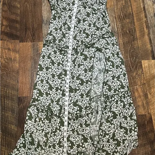 Simplee Apparel Simplee Green and White Tiered Maxi Strapless Dress with Slit, NWT, Size Large - Image 7