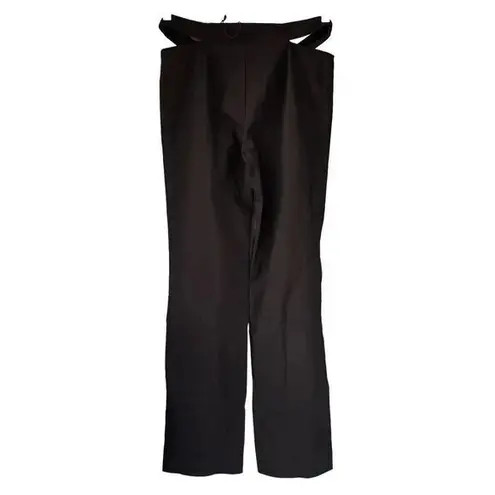 Weekday Women's Mid-Rise Ray Cutout Waist Trouser Pants Black Size 40 1588