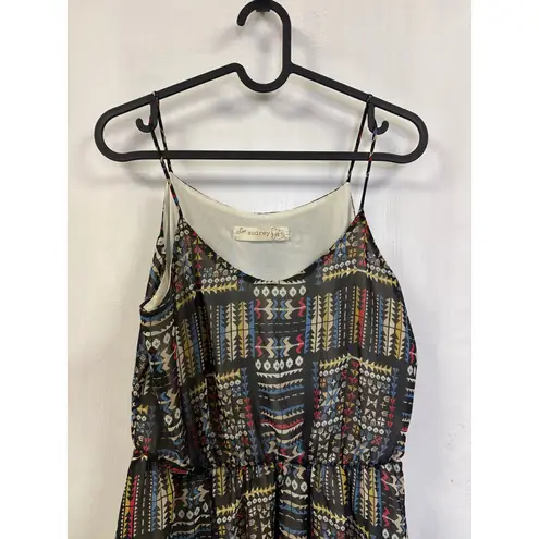 Love Audrey 3+4 Black Multi Pattern Sleeveless Mini Dress Sun Dress Size L