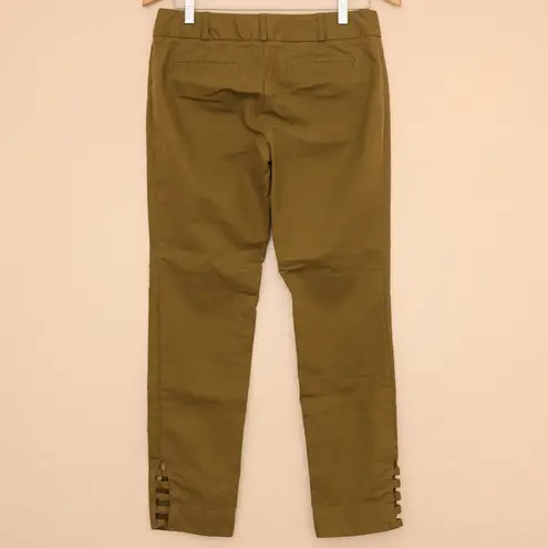 Cartonnier Anthropologie Trouser Ankle Pants Women's 6 Green Cutout Hem Stretch