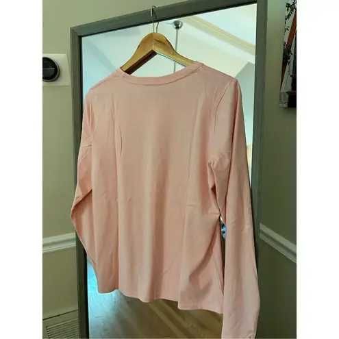 L.L.Bean  Size Medium Coral Pink And Blue WICKED COZY Long Sleeve Top. NWT. Retai