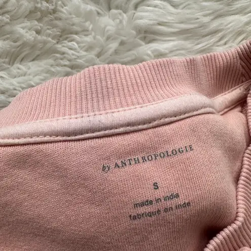 Anthropologie Sweatshirt Peace Graphic Pullover Sweater Embroidered Pink S