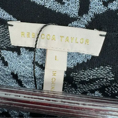 Rebecca Taylor Metallic Floral Lurex Jacquard Sheath Midi Dress Blue Black Large