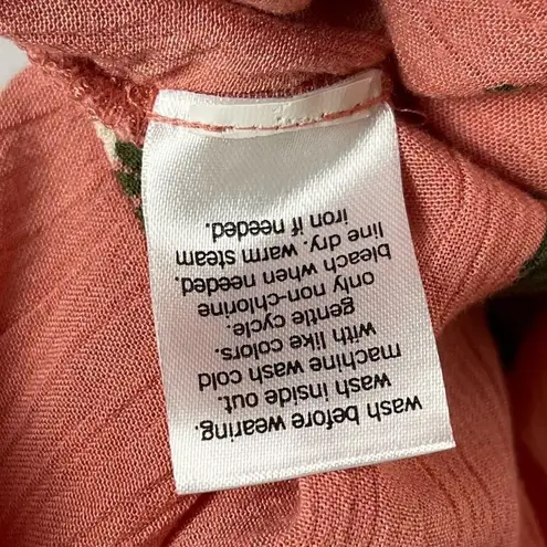 Evri 3X Floral Bow Ruffle Boho Cottagecore Flowy Tank Top Vacation Beachy Leaf Pink