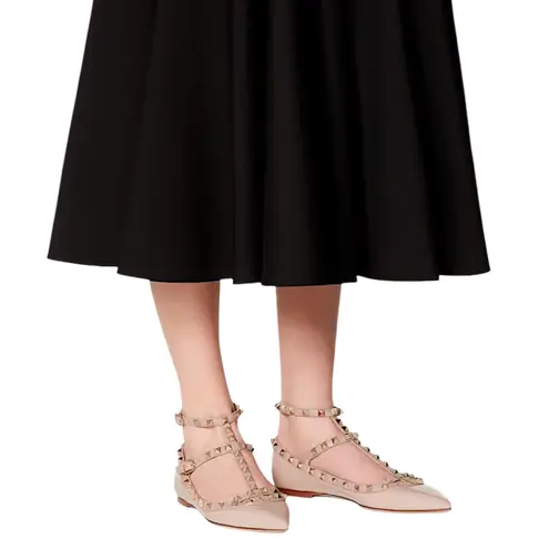 Valentino Garavani NEW Rockstud Caged Paten Leather Flats Pink Size 38.5