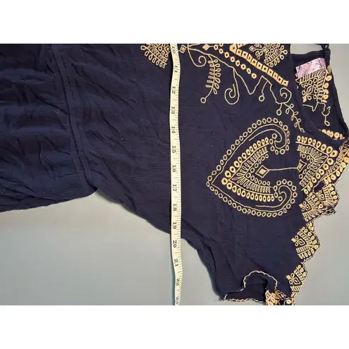 Alya  womens blue romper size M embroidered short sleeves cut outs