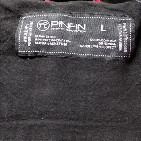 PinFin Women’s Hooded Windbreaker Alpha Jacket Size Large Red Hiking Rain Coat