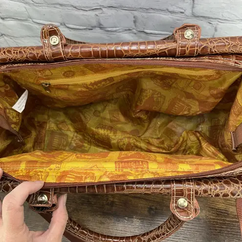 Samantha Brown Bag Women's Brown Black Faux Croc Weekender Overnight Tote