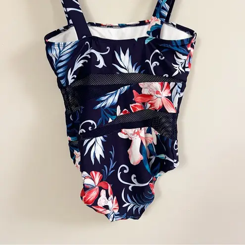 Carmen Marc Valvo One Piece Bathing Suit Cut Out Panels NEW Size 12 Maritime