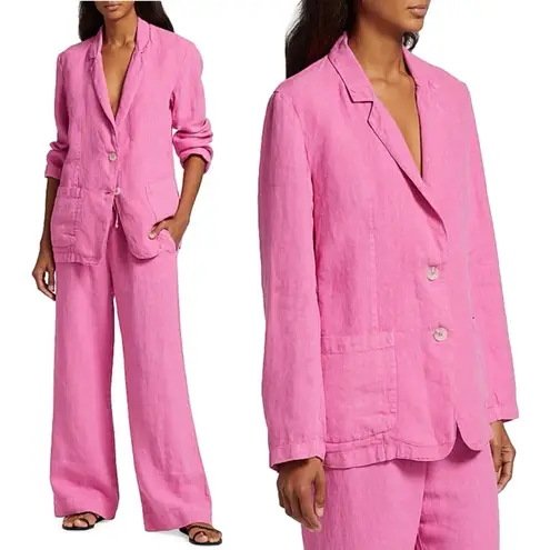 Velvet By Graham & Spencer Cassie linen blazer pink Small coastal preppy chic