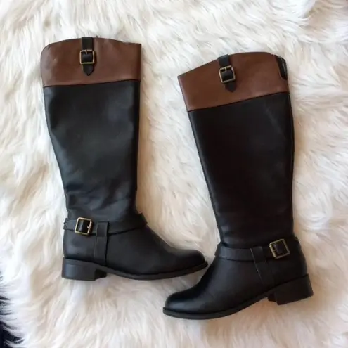 Boots Womens 7.5 New In Box Black Tan Zip Up