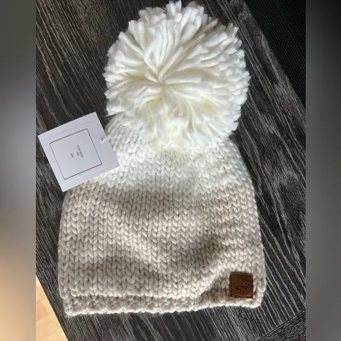 White and Cream Pom Beanie