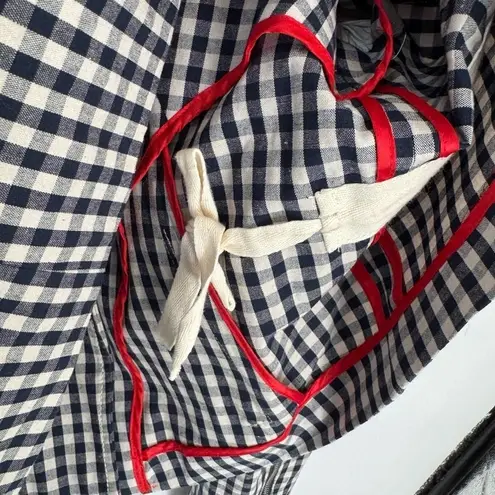 J. Crew Preppy Moto Jacket Womens 10 Blue White Gingham Plaid Cotton Linen NWOT