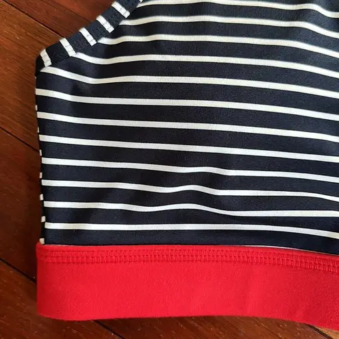 NEW Mono B Blue Stripe Sports Bra Top Mesh Patriotic Athletic Summer July 4 USA